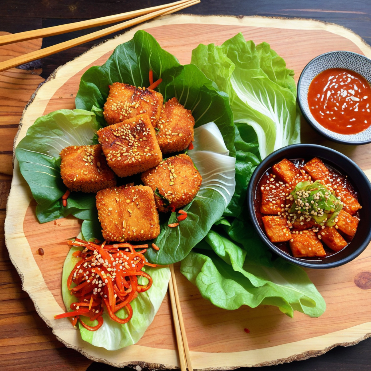 Kimchi Tofu Katsu Ssam Wraps