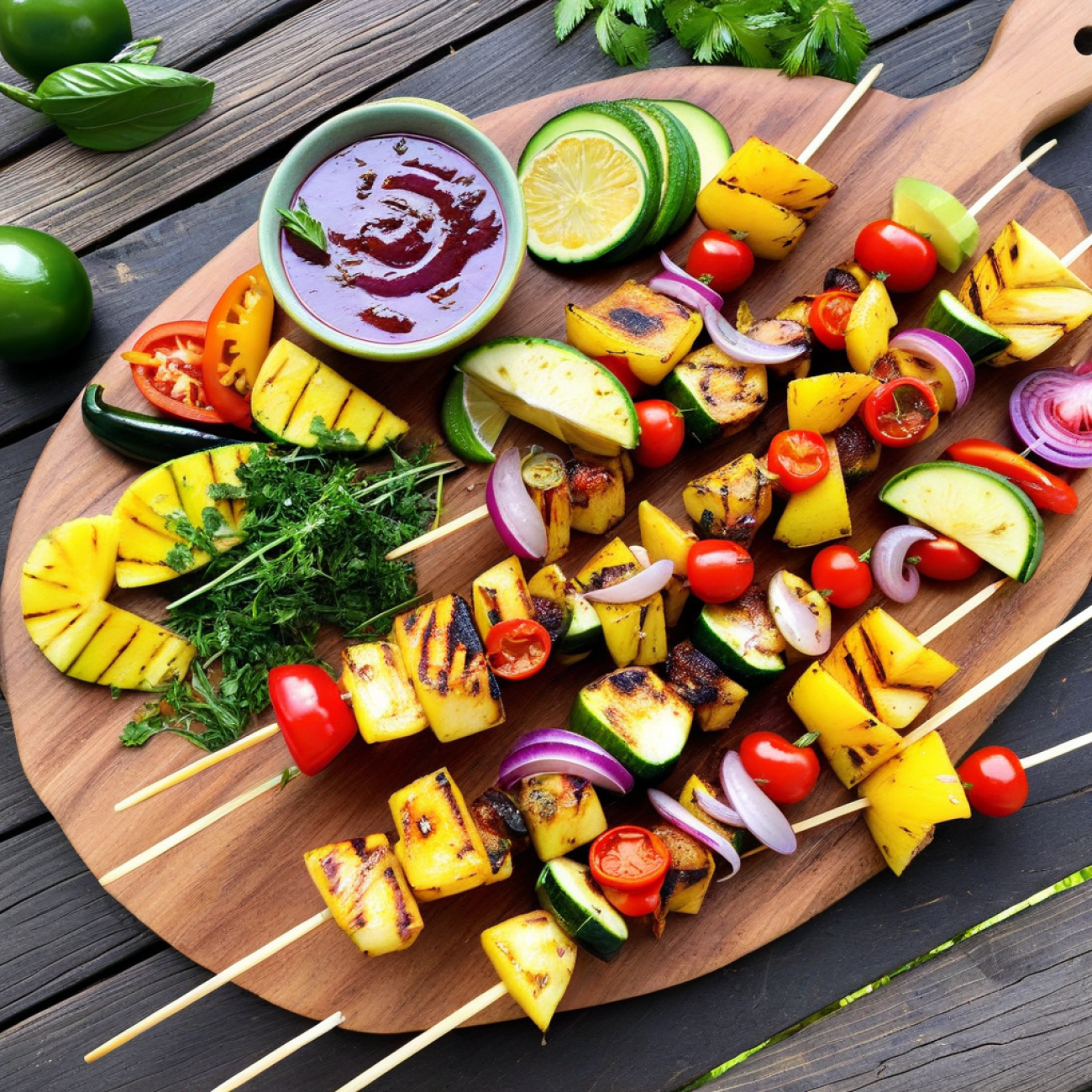 Grilled Hearts of Palm & Pineapple Espetinho with Spicy Chimichurri