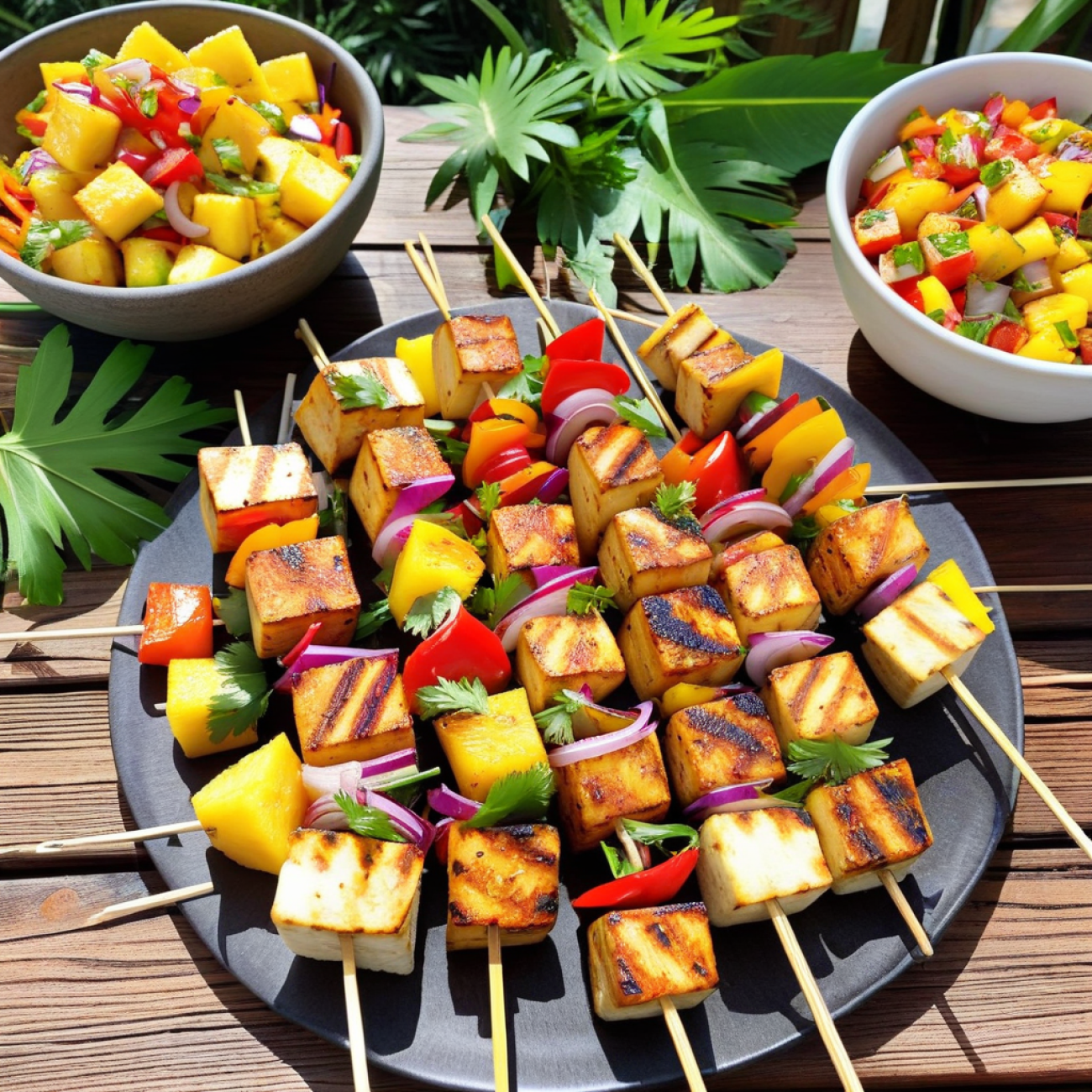 Grilled Caribbean Citrus Mojo Tofu Skewers