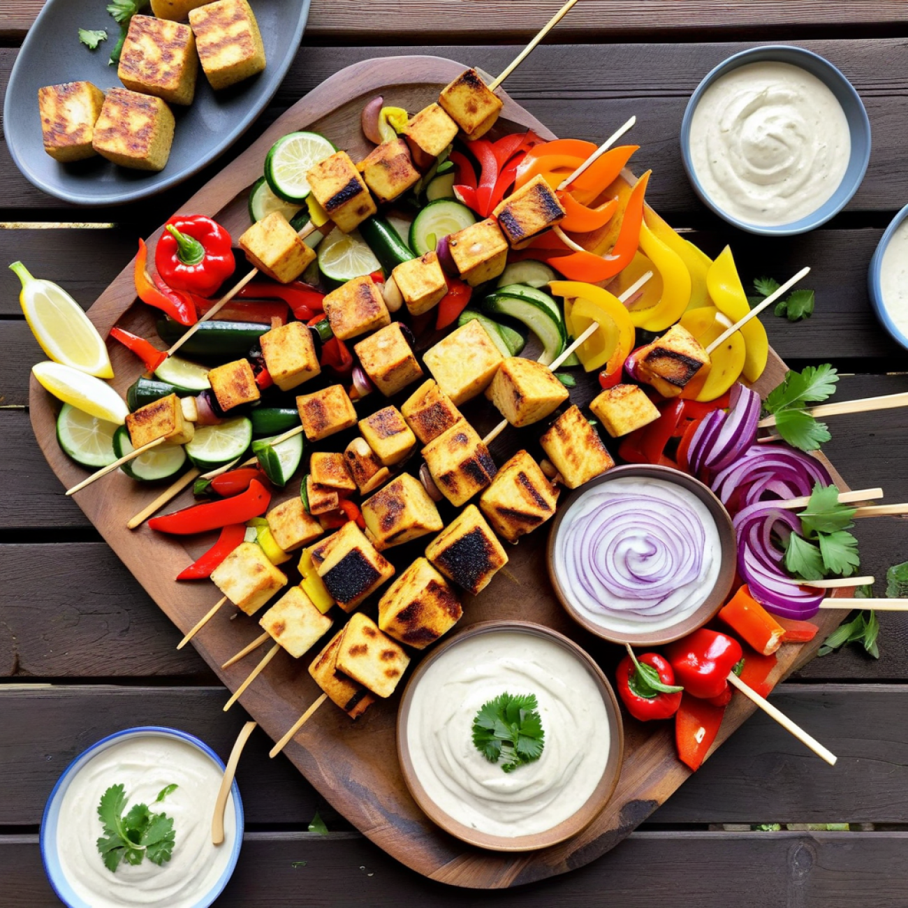 Grilled Paneer-Style Tofu Tikka Skewers