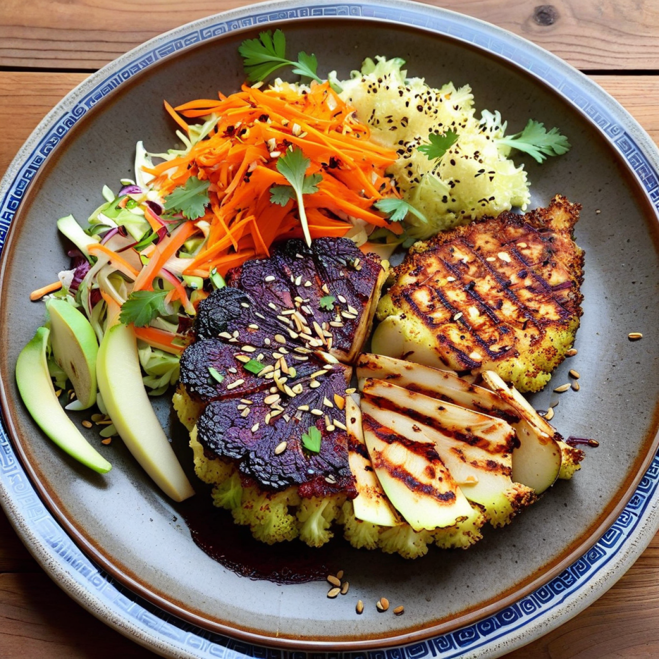 Grilled Gochugaru Cauliflower Steaks with Korean Pear Slaw