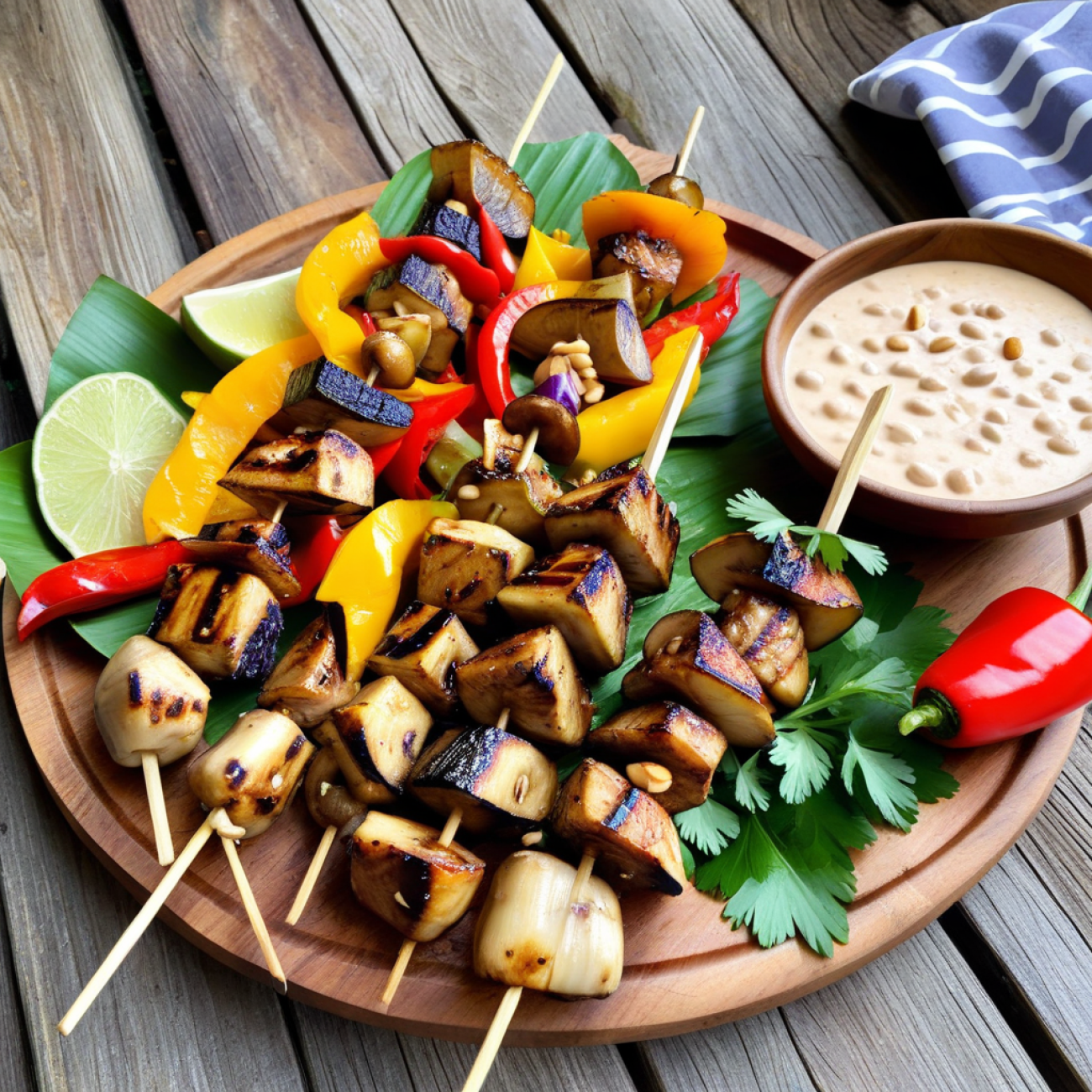 Thai Tamarind Grilled Eggplant Skewers with Spicy Peanut-Lime Drizzle