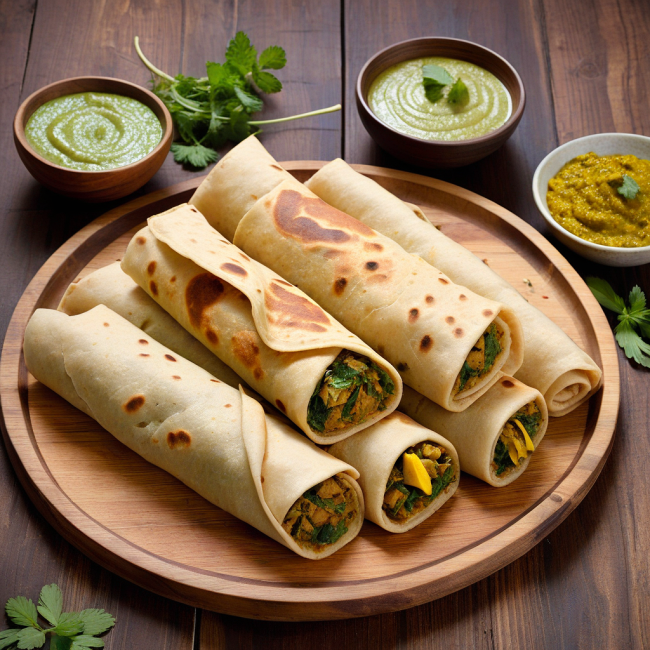 Spiced Jackfruit & Methi Paratha Rolls with Mint-Coconut Chutney