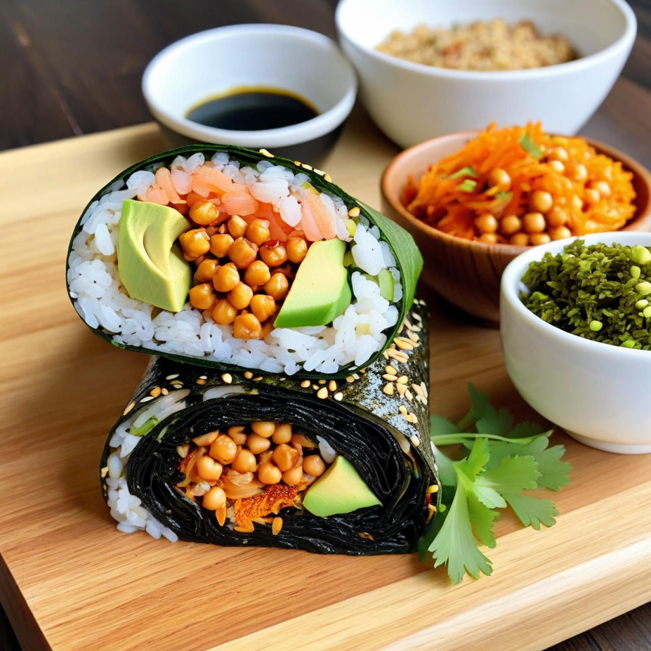 Bibimbap-Inspired Rainbow Veggie Sushi Burrito