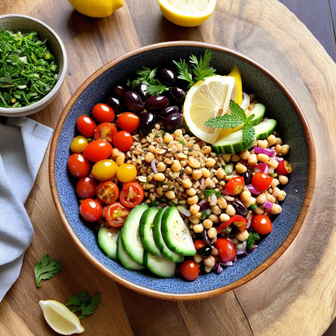 Mediterranean Rainbow Farro Salad with Preserved Lemon Vinaigrette