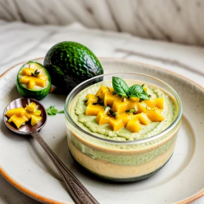 Creamy Avocado Pudding with Mango and Passionfruit