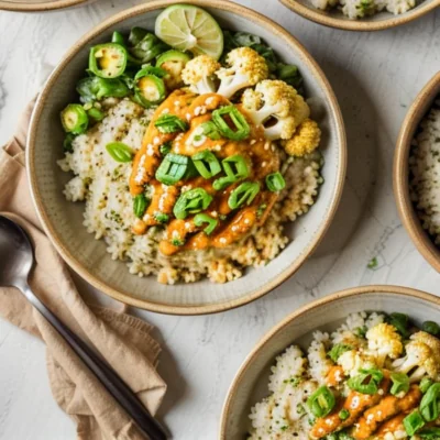 Creamy Tahini Cauliflower Rice Bowls