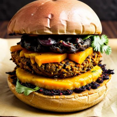 Spiced Black Bean and Sweet Potato Burgers (with Mango Chutney)