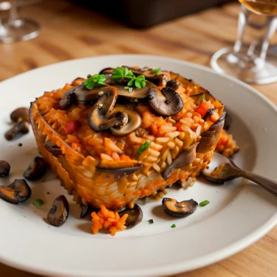 Sweet Potato Baked Rice with Mushrooms